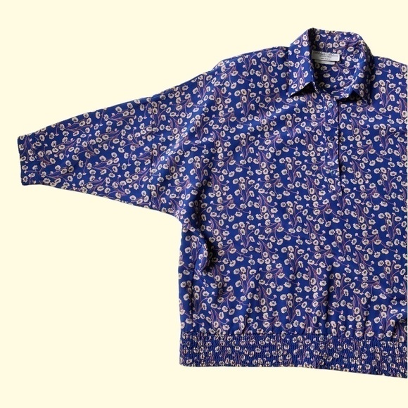 VTG 80S Blouse Adelaar Matson Liberty Ditsy Floral blouson shirt half sleeve L - Picture 5 of 14